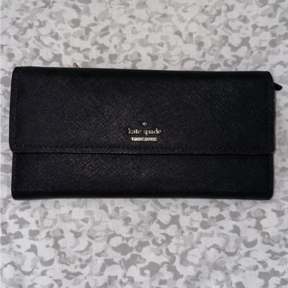 Kate Spade Black Wallet with Gold Zipper